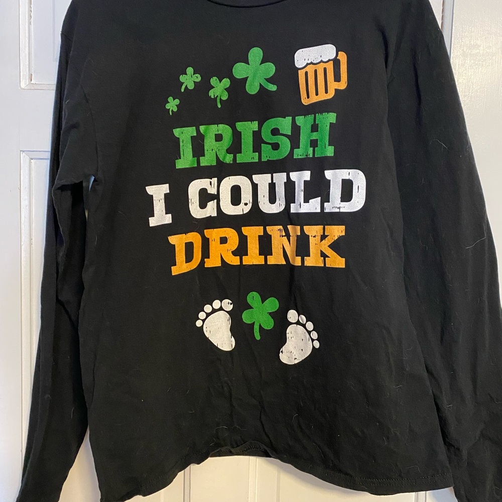 Black 'Irish I Could Drink' Long-Sleeve Top